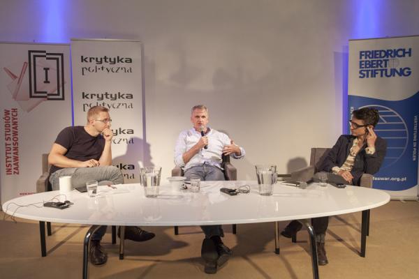 Sławomir Sierakowski, Timothy Snyder i Masza Gessen na Festiwalu Kuronia / fot. Maciej Komorowski  