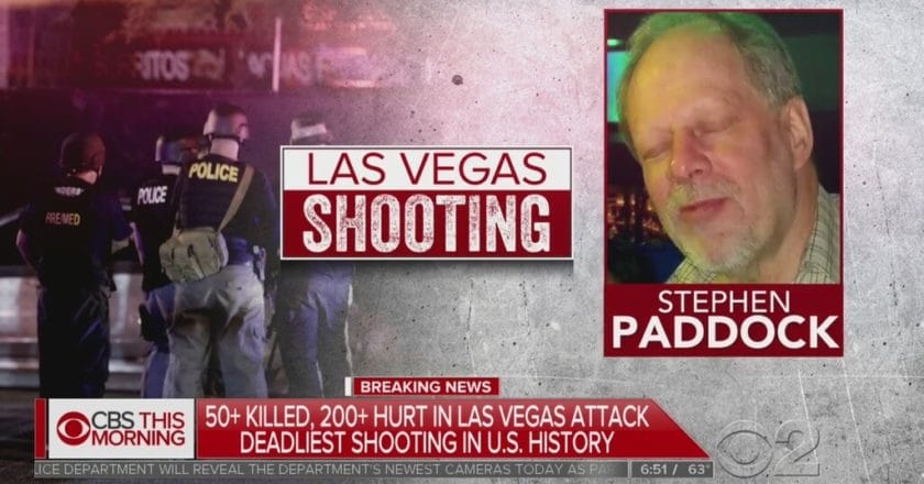Stephen Paddock zamordował 58 i zranił ponad 500 ludzi podczas strzelaniny na koncercie w Las Vegas. Fot. kadr CBS.