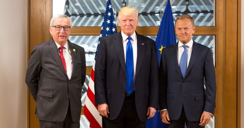 Jean-Claude Juncker, Donald Trump i Donald Tusk.
