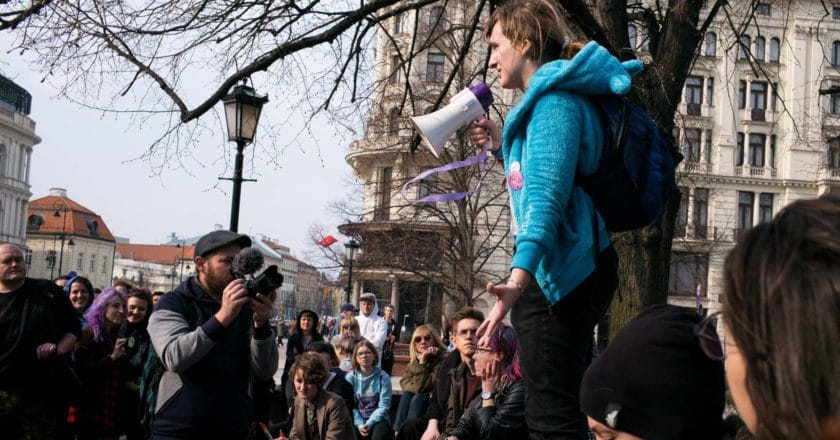 Przemówienie Milo z 31 marca 2019 podczas warszawskiej manifestacji  z okazji Międzynarodowego Dnia Widzialności Osób Transpłciowych, fot. Katarzyna Urbanek