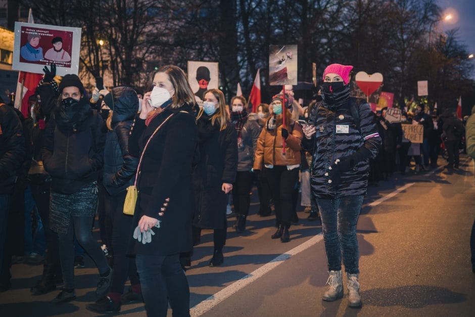 Ola (w różowej czapce) podczas demonstracji Fot. Aleksandra Wysokińska
