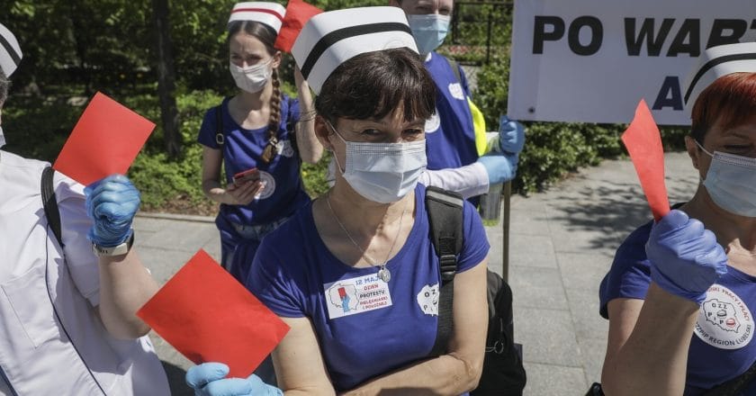 Protest pielęgniarek w Warszawie. Fot. Monika Bryk