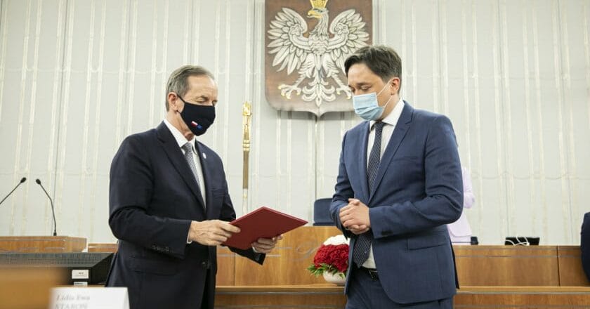 Marcin Wiącek i Tomasz Grodzki. Fot. Marta Marchlewska-Wilczak, Kancelaria Senatu