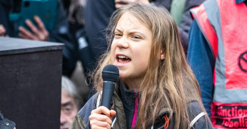 Greta Thunberg przemawia do aktywistek zgromadzonych w Glasgow Fot. Przemysław Stefaniak