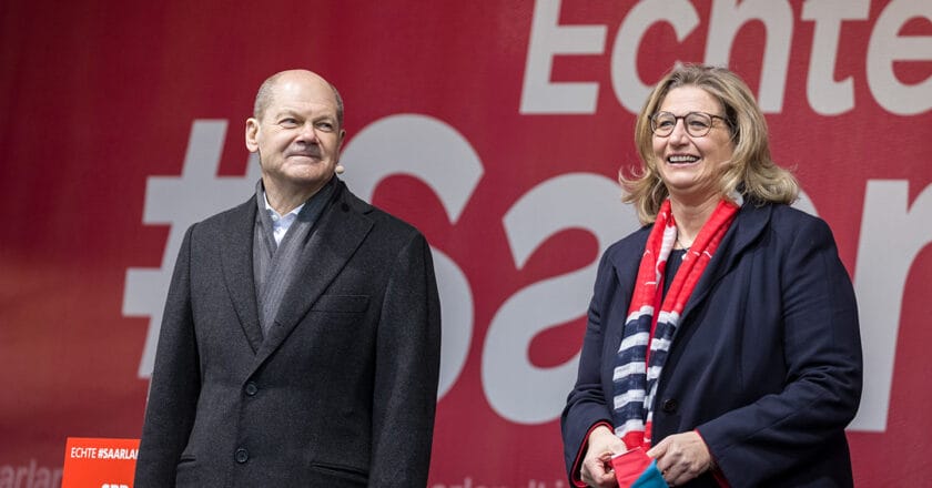 Olaf Scholz i Anke Rehlinger na wiecu wyborczym Fot. Kai Schwerdt/flickr.com