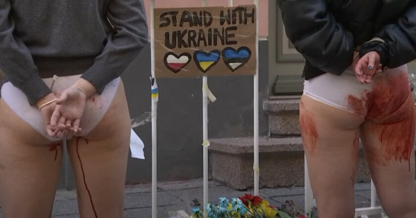 Protest antywojenny w Tallinnie