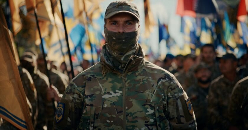 Żołnierz pułku Azow sfotografowany w Kijowie w 2020 roku. Fot. spoilt.exile/flickr.com