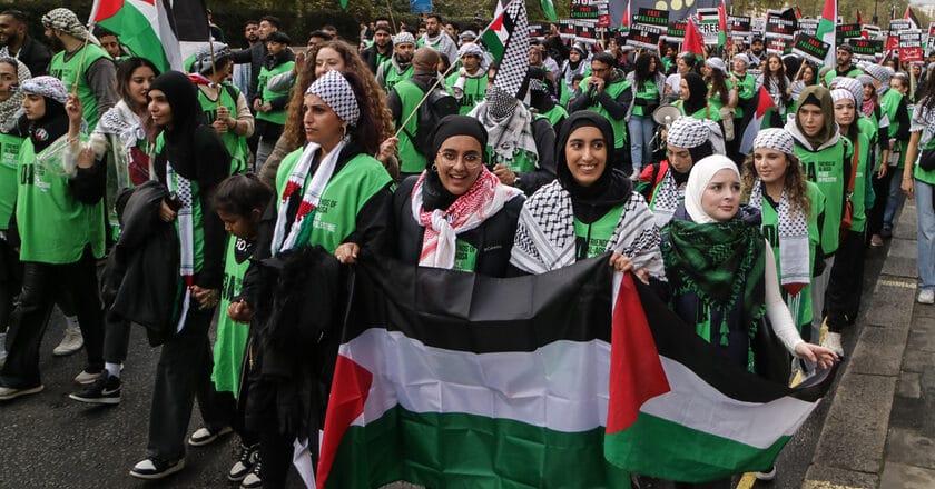Marsz solidarności z Palestyną w Londynie. Fot. Steve Eason/Flickr.com