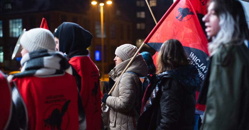 Protest poznańskich studentów pod akademikiem Jowita. Fot. Kajetan Nowak
